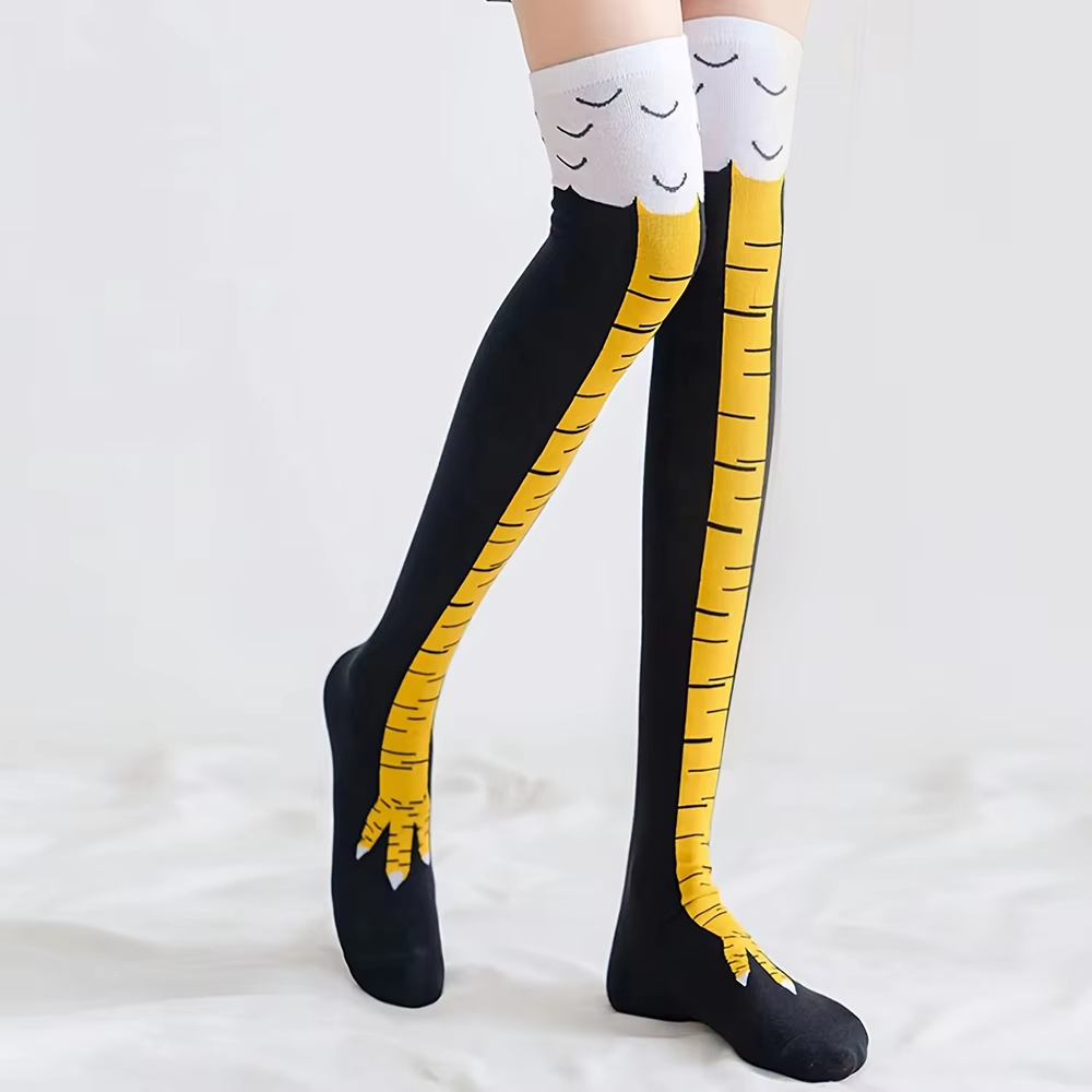 Funny Chicken Leg Socks - Women Thigh High Stockings Chicken Feet