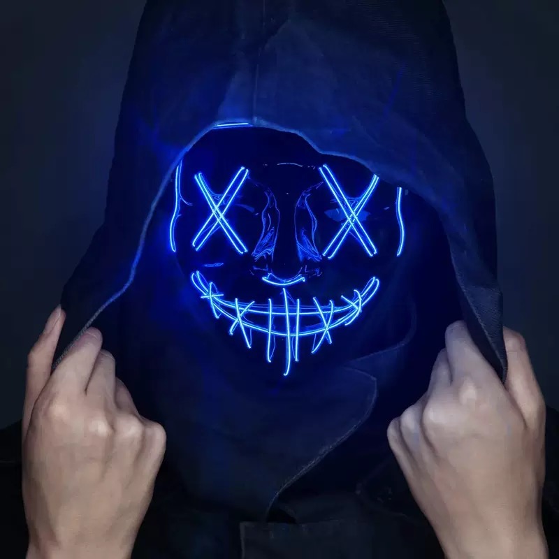 Led Purge Mask Halloween - LED Glowing Black V-Shaped Mask, Masquerade