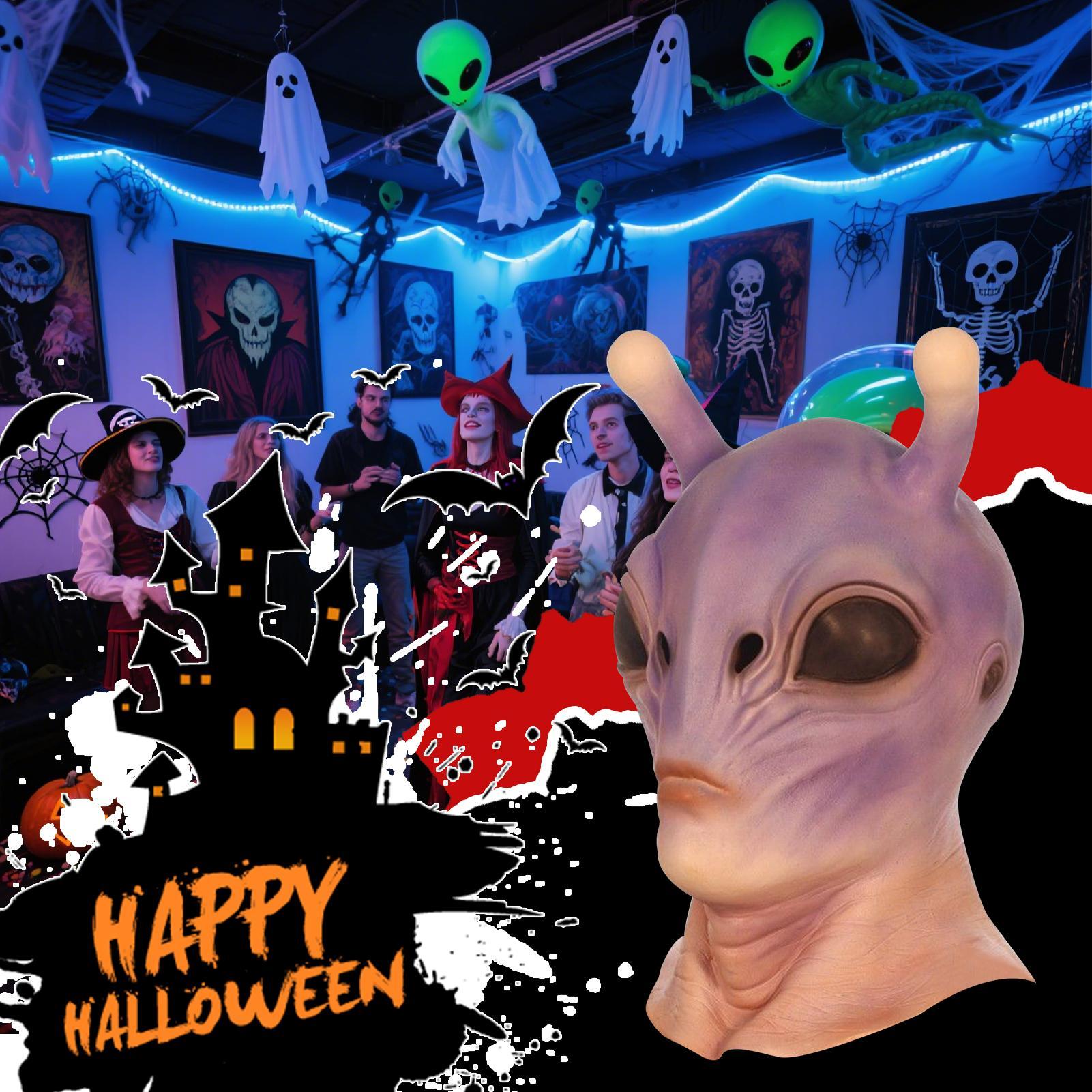 Latex Alien Mask Realistic - Full Head Realistic Halloween Alien Mask