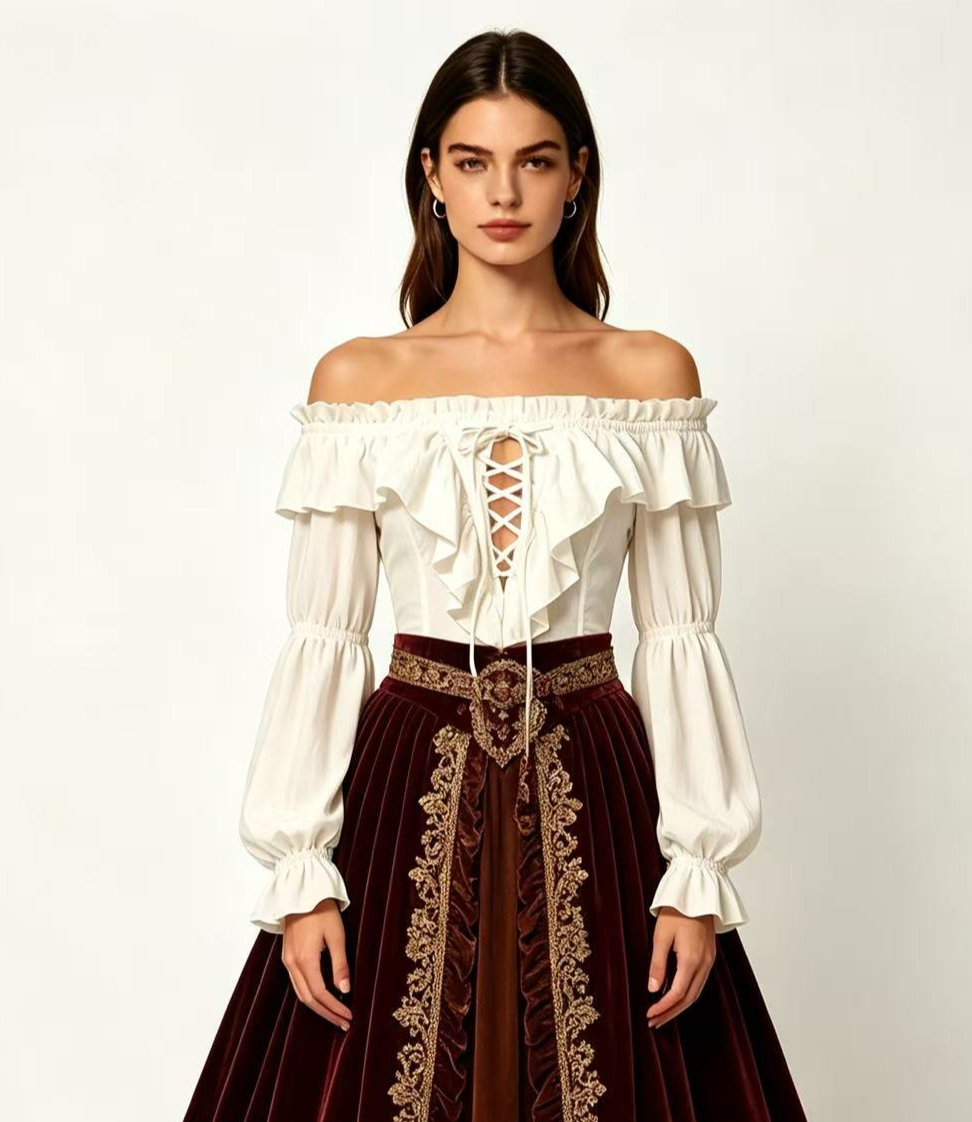 Pirate Blouse Women Medieval P - Costumes 评论和价格