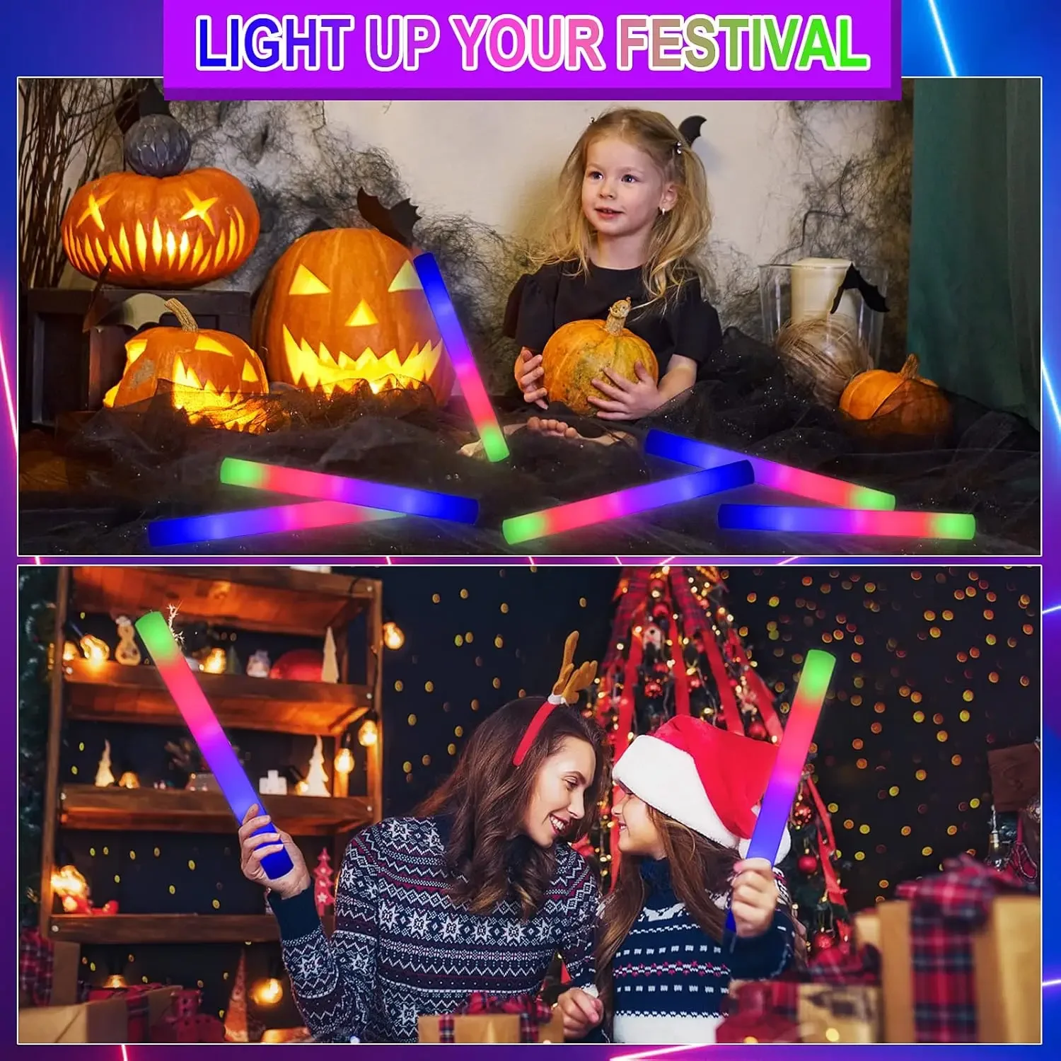 1Z-50PCS Led Foam Glow Sticks  - Flashing Led Foam Sticks Party 评论和价格