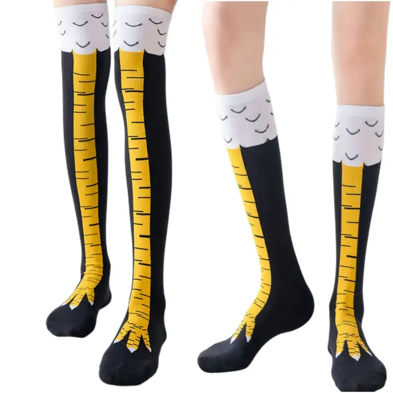 1/2/4Pairs Women Knee High Soc - Funny Chicken Leg Socks 评论和价格