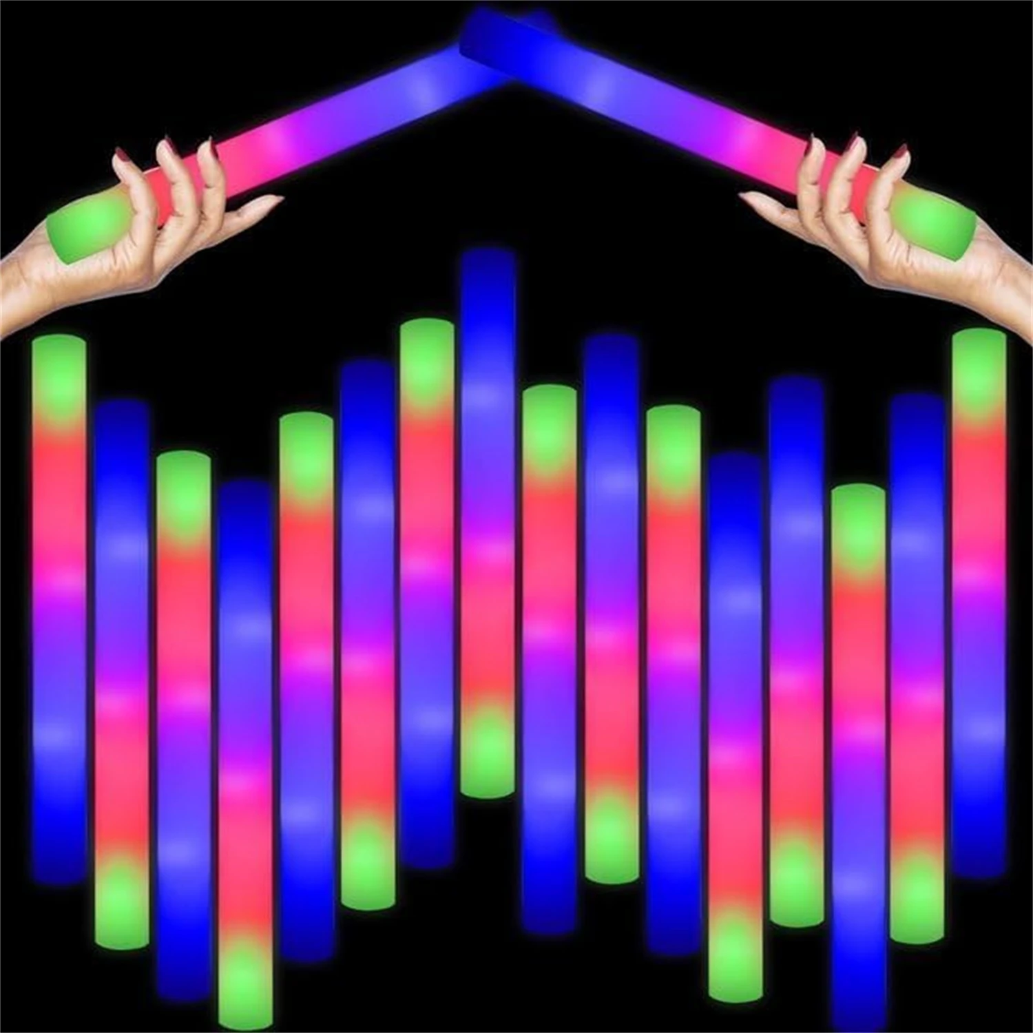 50Pcs LED Foam Glow Sticks 8~1 - Flashing Led Foam Sticks Party 评论和价格