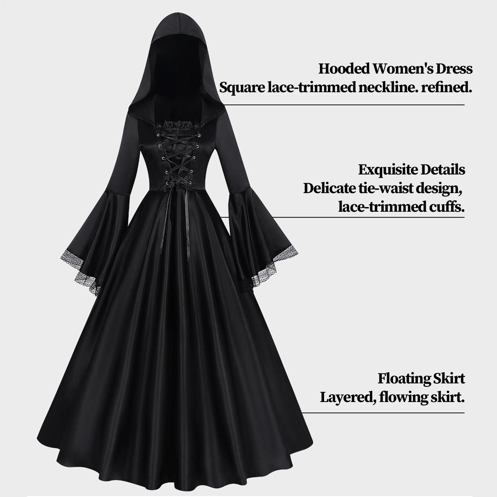 Halloween Witch Costume Mediev - Medieval Renaissance Dress Women 评论和价格