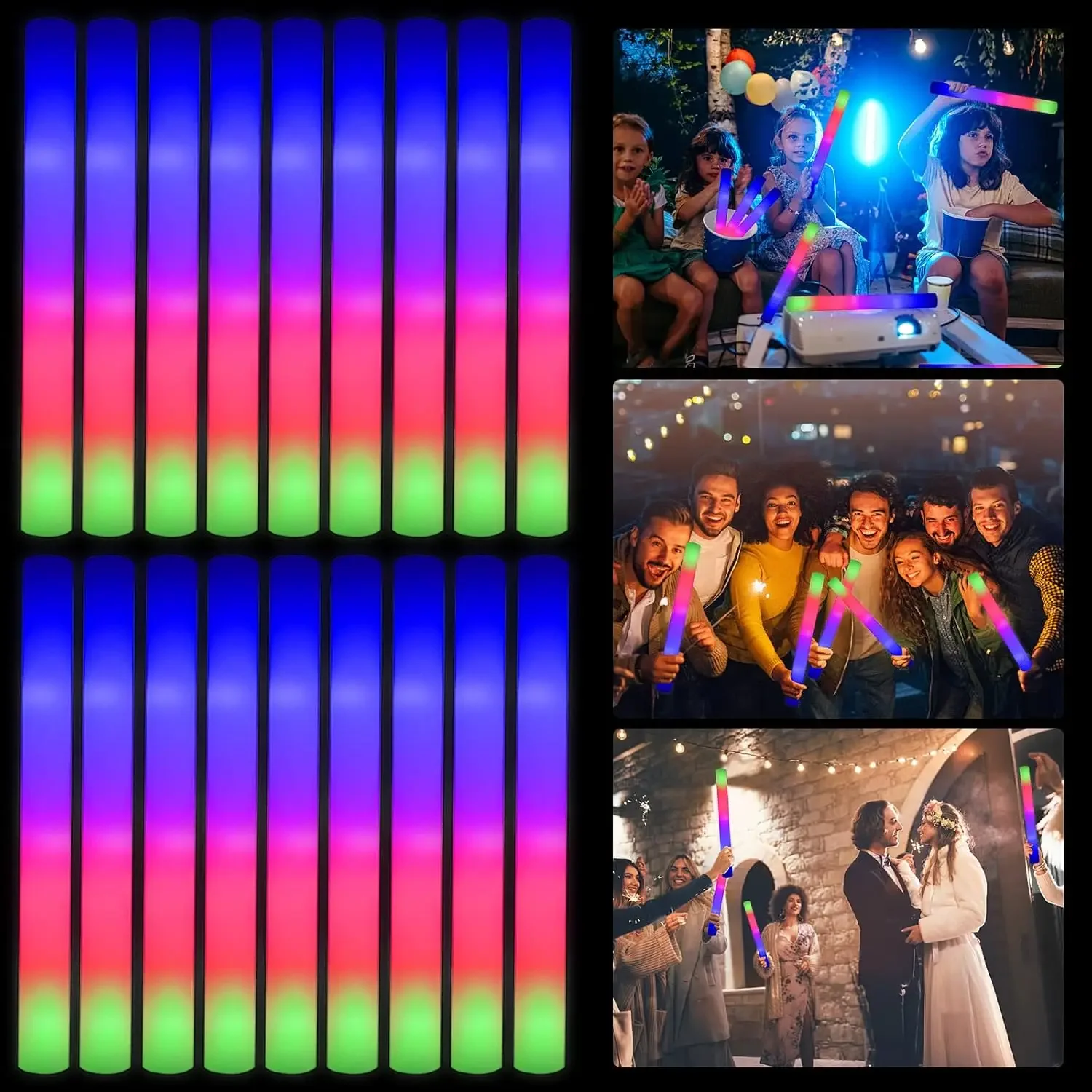 50PCS Led Foam Glow Sticks Chr - Flashing Led Foam Sticks Party 评论和价格
