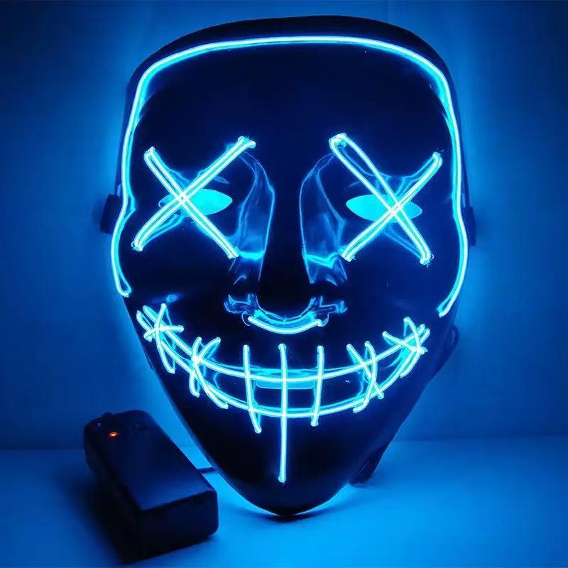 LED Glowing Black V-Shaped Mas - Led Purge Mask Halloween 评论和价格