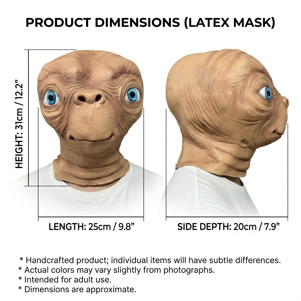 ET Alien Latex Mask Halloween  - Latex Alien Mask Realistic 评论和价格