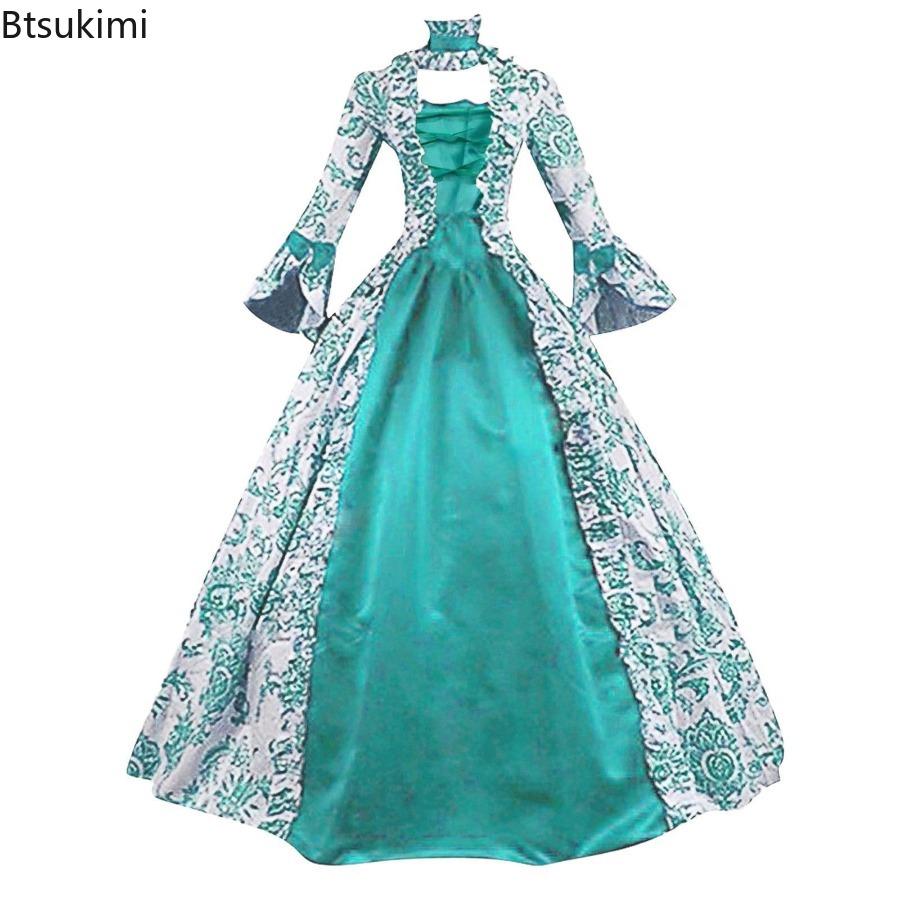 New Medieval Flare Sleeve Dres - Medieval Renaissance Dress Women 评论和价格