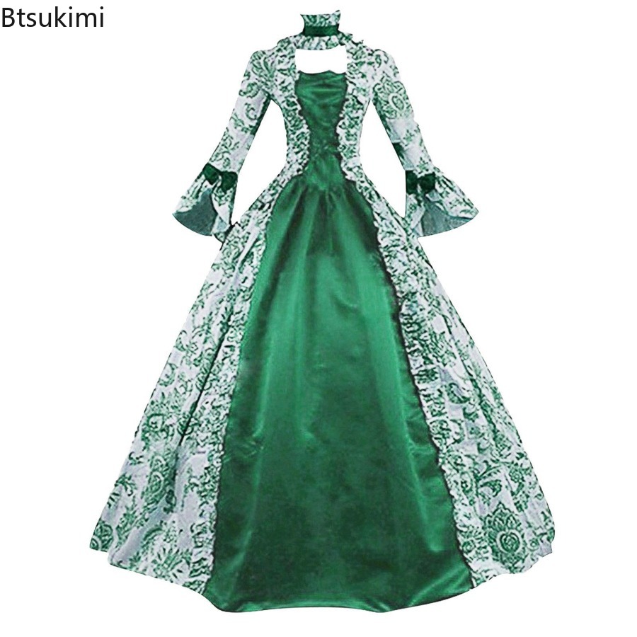 New Medieval Flare Sleeve Dres - Medieval Renaissance Dress Women 评论和价格
