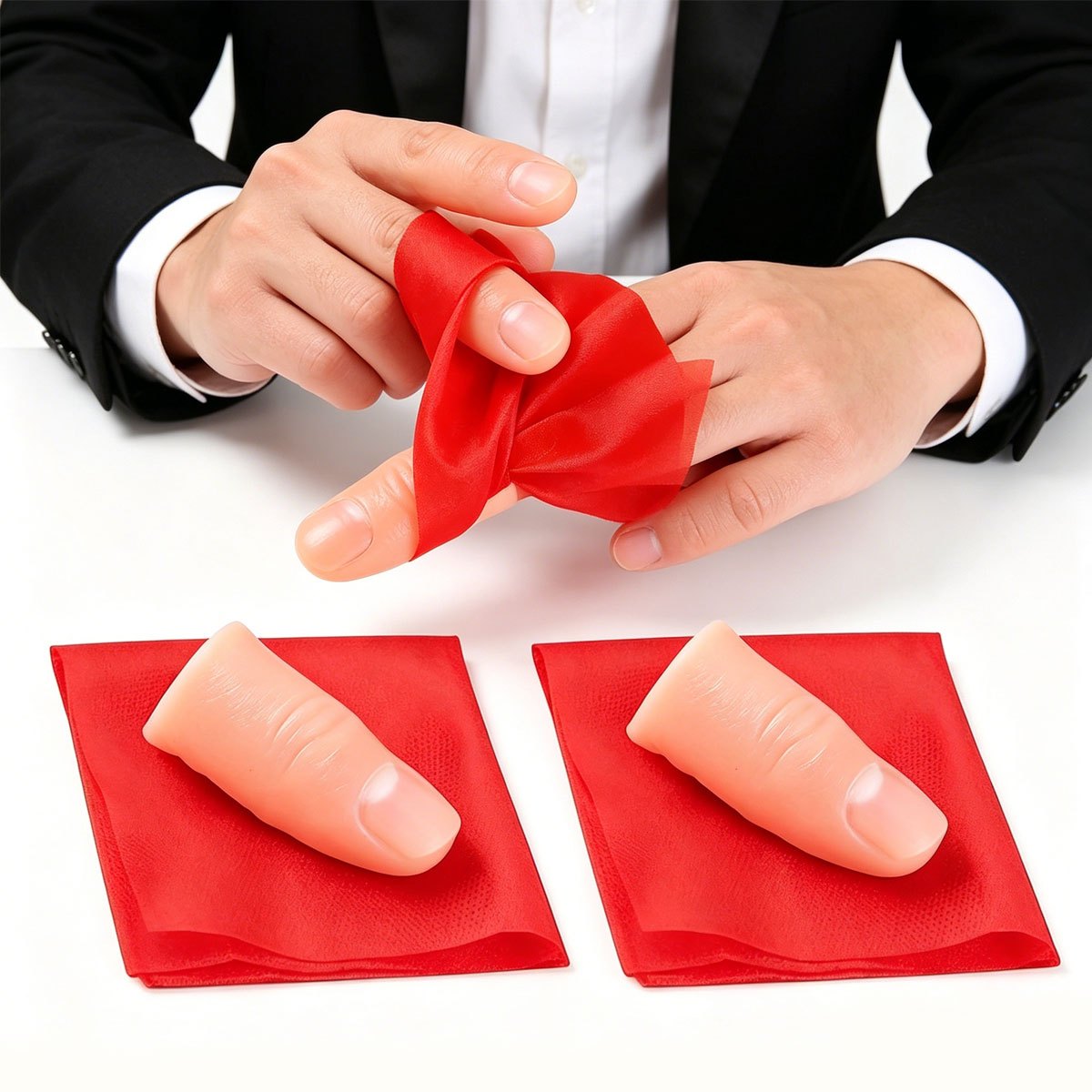 3set Scarf-Vanish Magic Thumb  - Thumb Tip Magic Trick Set 评论和价格
