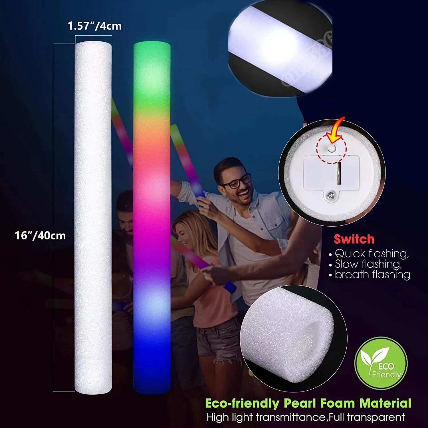 LED Glow Sticks Glow Foam Stic - Flashing Led Foam Sticks Party 评论和价格
