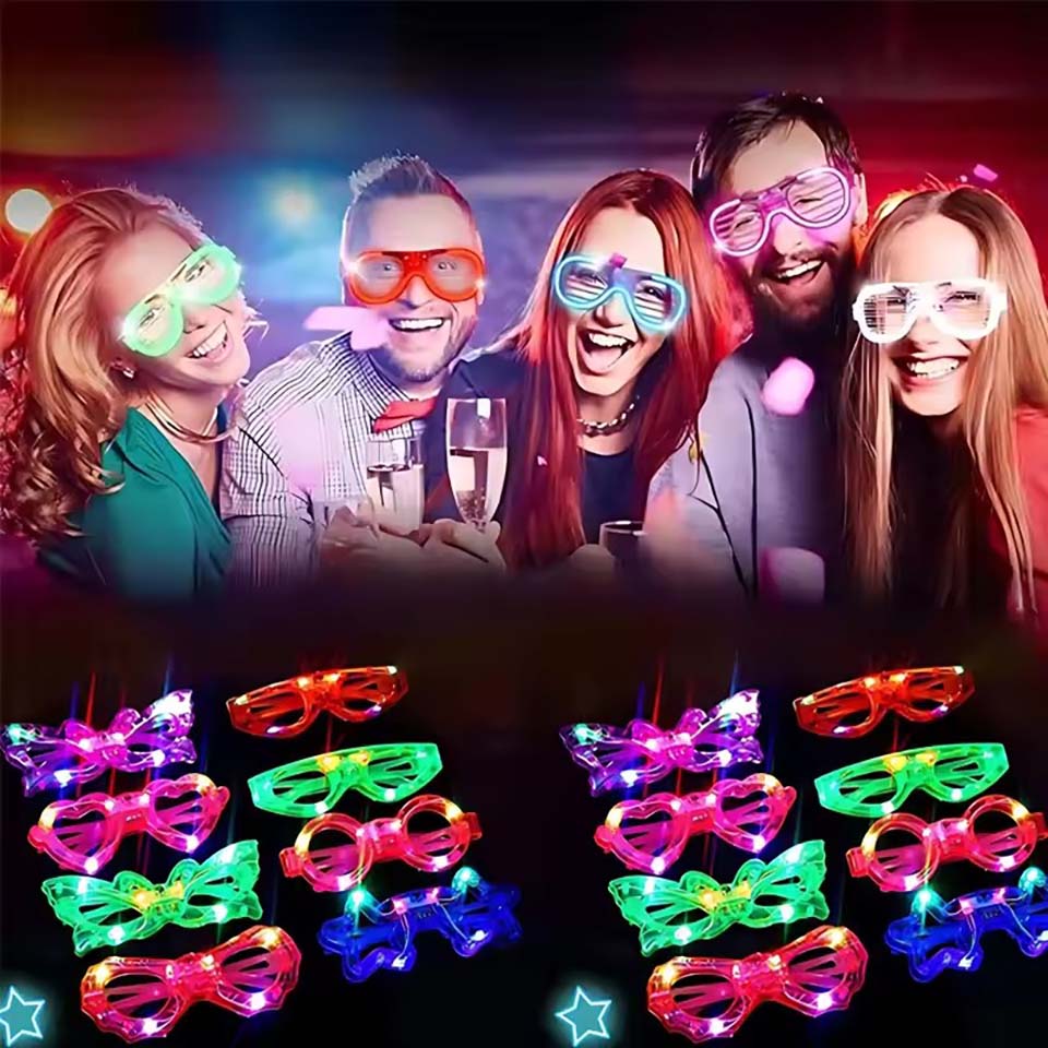 10/20/30/40/50 Pcs LED Light U - Glow In The Dark Party Glasses 评论和价格
